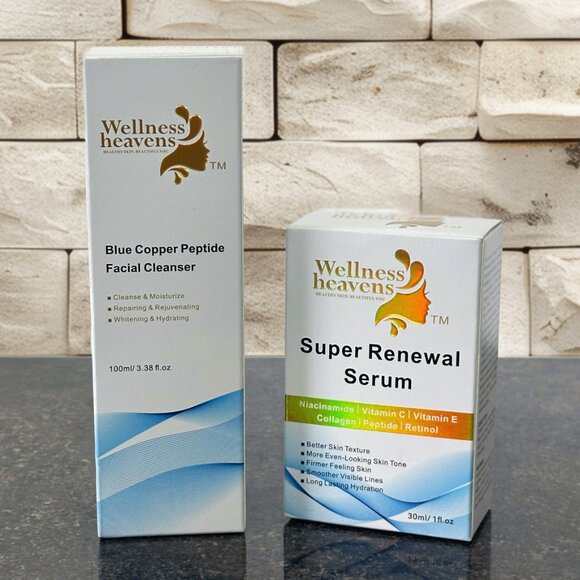 🩵💛Blue Copper Peptide Facial Cleanser + Super Renewal Serum Bundle - NIB! - Picture 4 of 7